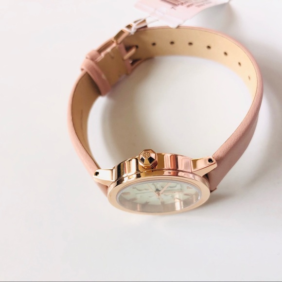 TORY BURCH Gigi Pink Leather Strap Watch 28mm NWT - Picture 10 of 14